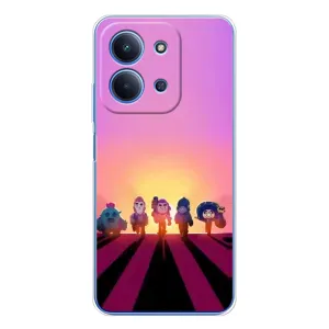 Силиконовый Чехол на Xiaomi Poco C85 с картинкой Brawl Stars (Персонажи в закате)