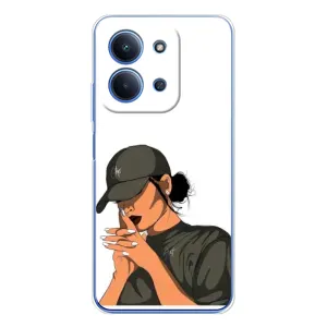 Силиконовый Чехол на Xiaomi Poco C85 с картинкой Стильных Девушек (В зеленом)