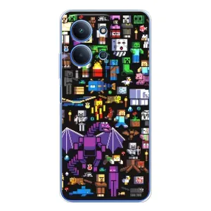 Чехол майнкрафт для Xiaomi Poco C85 (Все персонажи)