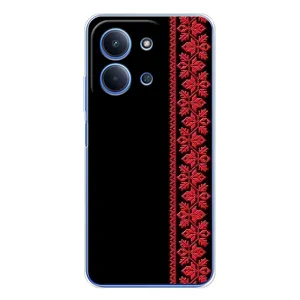 Силиконовый Чехол на Xiaomi Poco C85 с картинкой Вышиванки (Вышиванка на черном)