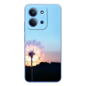 Силиконовый Чехол с одуванчиками на Xiaomi Poco C85 (Закат с одуванчиком)