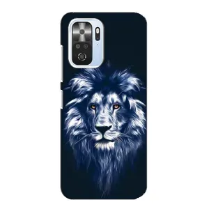 Чехол с картинкой на Xiaomi POCO F3 (Лев - синий)