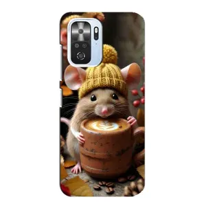 Печатный чехол «Зверята с кофе» для Xiaomi POCO F3 (Мышка с кофе)