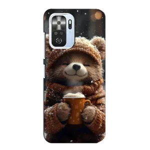 Печатный чехол «Зверята с кофе» для Xiaomi POCO F3 (Медвежонок с кофе)