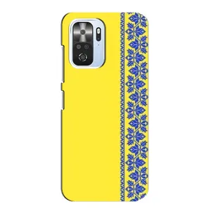Силиконовый Чехол на Xiaomi POCO F3 (Вышиванка на желтом)