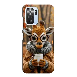 Печатный чехол «Зверята с кофе» для Xiaomi POCO F3 (Жираф с кофе)