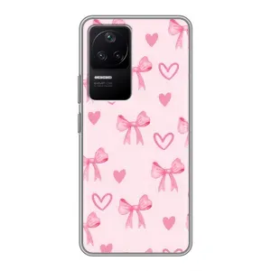 Чехол банты для Xiaomi POCO F4 (5G) (Бантики и сердечки)