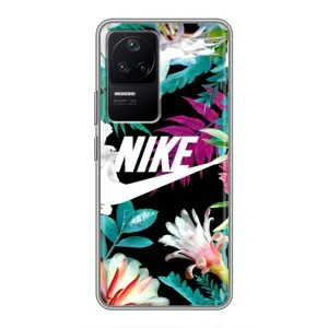 Силиконовый Чехол на Xiaomi POCO F4 (5G) с картинкой Nike (Цветочный Nike)