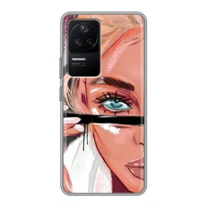 Силіконовый Чохол на Xiaomi POCO F4 (5G) з картинкой Модных девушек (Дівчина та вії)