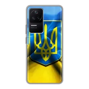 Чехол с картинкой (Патриотический ГЕРБ) на Xiaomi POCO F4 (5G) (Герб и Флаг Украины)