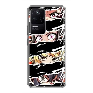 Силиконовые чехлы с глазами Anime для Поко Ф4 (5G) (Глаза на чорном)