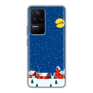Силиконовый бампер на рождество для Xiaomi POCO F4 (5G) (Город в снегу)