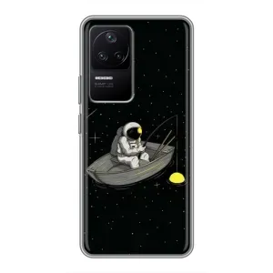 Силиконовый Чехол с принтом "Космонавты" на Xiaomi POCO F4 (5G) (Космонавт на рыбалке)