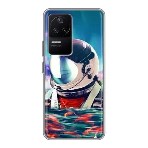 Силиконовый Чехол с принтом "Космонавты" на Xiaomi POCO F4 (5G) (Космонавт в воде)