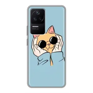 Бампер с изображением Котиков для Поко Ф4 (5G) (КОТИК в очках)