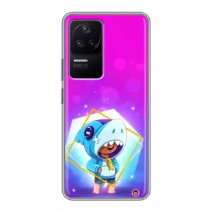Чехол Бравл Старс для Xiaomi POCO F4 (5G) (Леон в костюме Акулы)