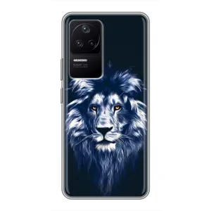 Чехол с картинкой на Xiaomi POCO F4 (5G) (Лев - синий)