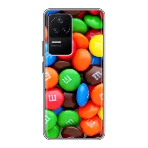 Чехол с изображением вкусной еды для Xiaomi POCO F4 (5G) (Разноцветные M&M'S)