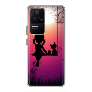 Девчачий Чехол для Xiaomi POCO F4 (5G) (На качели)
