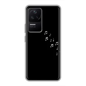 Чехол с картинками на черном фоне для Xiaomi POCO F4 (5G) (Ноты)