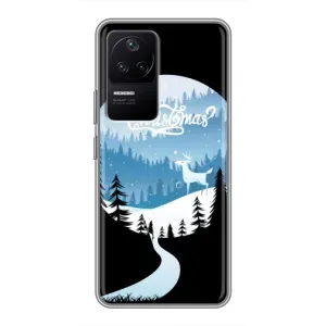 Силиконовый бампер на рождество для Xiaomi POCO F4 (5G) (Рождественский Олень)