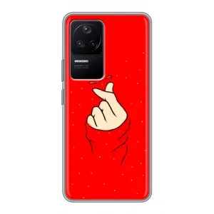 Чехлы (Знак сердечка) на Xiaomi POCO F4 (5G) (Сердце на красном)