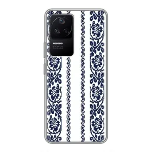 Силиконовый Чехол на Xiaomi POCO F4 (5G) с картинкой Вышиванки (Синяя вышиванка)