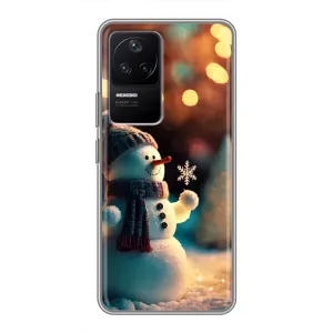 Чехлы на Новый Год Xiaomi POCO F4 (5G) (Снеговик праздничный)