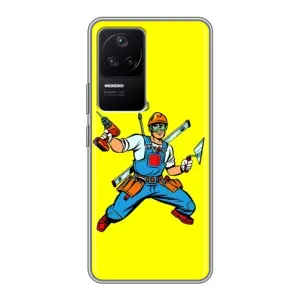 Силиконовый бампер (Работники) на Xiaomi POCO F4 (5G) (Строитель)