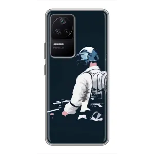 Силиконовый чехол с картинкой "Герой Pubg" на Xiaomi POCO F4 (5G) (В экиперовке)