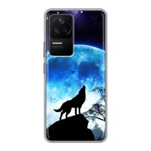 Чехол с Волком на Xiaomi POCO F4 (5G) (Воет на луну)