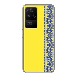 Силиконовый Чехол на Xiaomi POCO F4 (5G) (Вышиванка на желтом)