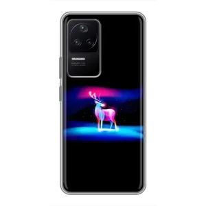 Силиконовый бампер с картинкой животных для Xiaomi POCO F4 (5G) (Яркий олень)