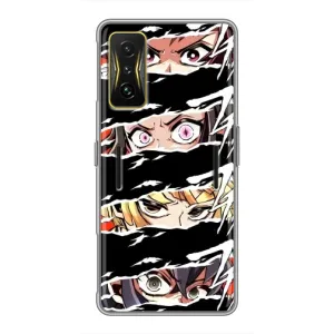 Силиконовые чехлы с глазами Anime для Поко Ф4 GT (Глаза на чорном)