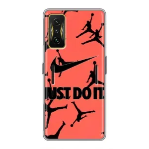 Силиконовый Чехол Nike Air Jordan на Поко Ф4 GT (Just Do It)
