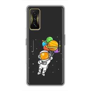 Силиконовый Чехол с принтом "Космонавты" на Xiaomi POCO F4 GT (Космонавт с шариками)