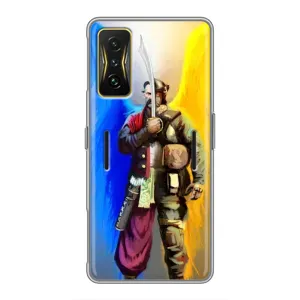 Чехол с картинкой (Патриотический КОЗАК) на Xiaomi POCO F4 GT (Козак с крыльями)