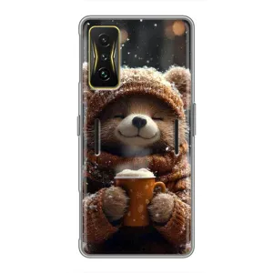 Печатный чехол «Зверята с кофе» для Xiaomi POCO F4 GT (Медвежонок с кофе)