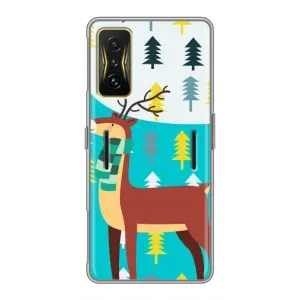 Силиконовый бампер с картинкой животных для Xiaomi POCO F4 GT (Олень с шарфом)