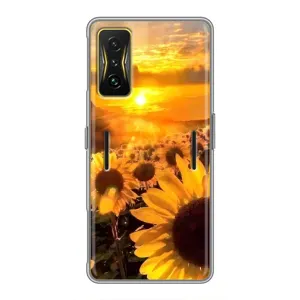 Чехол с Цветами для Xiaomi POCO F4 GT (поле подсолнухов)