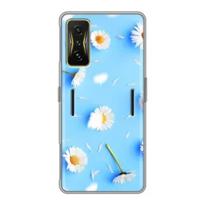 Чехол с Цветами для Xiaomi POCO F4 GT (ромашки на голубом)