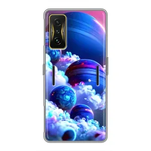 Чехлы КОСМОС для Xiaomi POCO F4 GT (Синие планеты)