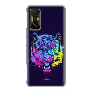 Силиконовый бампер с картинкой животных для Xiaomi POCO F4 GT (Тигр-Арт)