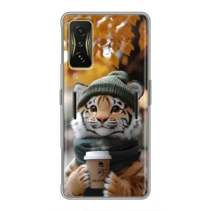 Печатный чехол «Зверята с кофе» для Xiaomi POCO F4 GT (Тигр с кофе)