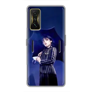 Чехлы с принтом Уэнсдей на Xiaomi POCO F4 GT (Уэнсдей с зонтом)