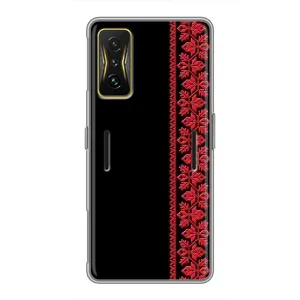 Силиконовый Чехол на Xiaomi POCO F4 GT с картинкой Вышиванки (Вышиванка на черном)