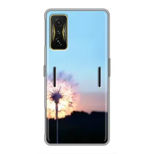 Силиконовый Чехол с одуванчиками на Xiaomi POCO F4 GT (Закат с одуванчиком)