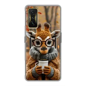 Печатный чехол «Зверята с кофе» для Xiaomi POCO F4 GT (Жираф с кофе)