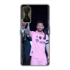 Чехлы Лео Месси в Майами на Xiaomi POCO F4 GT (Золотой мяч Месси)