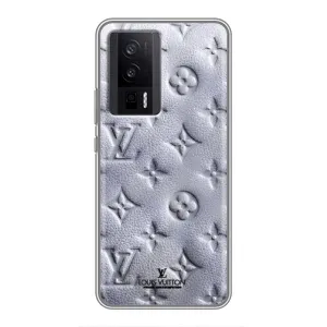 Текстурный Чехол Louis Vuitton для Поко Ф5 Про (Белый ЛВ)